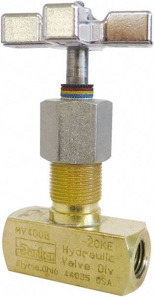 Parker - 5 GPM 1/4 Inlet Brass Hydraulic Control Valve - 1/4-18 Thread - Exact Industrial Supply