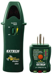 Extech - 110 to 125 VAC, 47 to 63 Hz, LED Display Circuit Breaker Finder - 9 Volt, Includes Battery, GFCI Transmitter, Receiver - Exact Industrial Supply