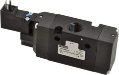 Parker - 3/8", 3-Way Body Ported Stacking Solenoid Valve - 24 VDC, 1.4 CV Rate, Air Return, 2.4" High x 5.29" Long - Exact Industrial Supply