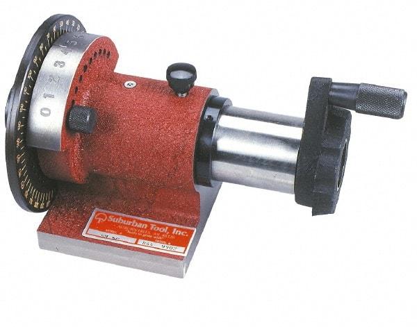 Suburban Tool - 5C Compatible, 36 Increment, Horizontal Spin Collet Indexer - 2-3/4" High Center, 1-1/8" Max Collet Capacity, 4-3/8" Wide x 9-11/16" Deep Base, 5-1/4" Overall Height, Manual Operation - Exact Industrial Supply