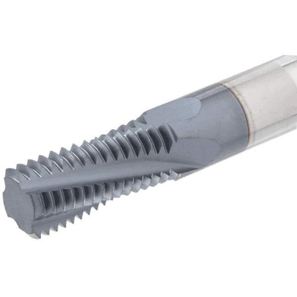 Iscar - 1/4-18, 3/8-18 NPTF, 0.315" Cutting Diam, 3 Flute, Solid Carbide Helical Flute Thread Mill - Internal/External Thread, 14.8mm LOC, 64mm OAL, 8mm Shank Diam - Exact Industrial Supply