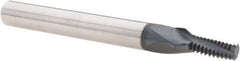 Iscar - UN, 0.16" Cutting Diam, 3 Flute, Solid Carbide Helical Flute Thread Mill - External Thread, 0.4" LOC, 2-1/2" OAL, 1/4" Shank Diam - Exact Industrial Supply