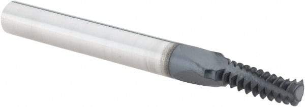 Iscar - UN, 0.2" Cutting Diam, 3 Flute, Solid Carbide Helical Flute Thread Mill - External Thread, 0.6" LOC, 2-1/2" OAL, 1/4" Shank Diam - Exact Industrial Supply