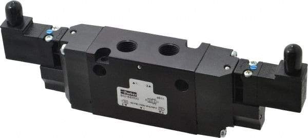 Parker - 4-Way Body Ported Stacking Solenoid Valve - 120 VAC, 1.4 CV Rate, 7.51" Long - Exact Industrial Supply