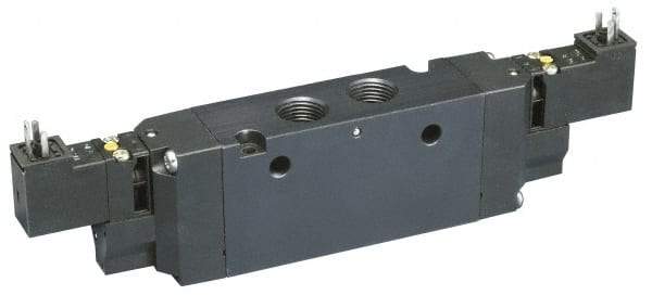 Parker - 4-Way Body Ported Stacking Solenoid Valve - 24 VDC, 6.6 CV Rate, 11.29" Long - Exact Industrial Supply