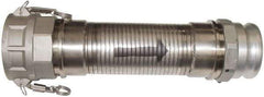 Kuriyama of America - 240" OAL, 3" ID, Flexible Metal Hose Assembly - 3" Fitting, Part A Adapter x Part D Coupler End Connections, Aluminum Fitting, 304 Stainless Steel Hose - Exact Industrial Supply