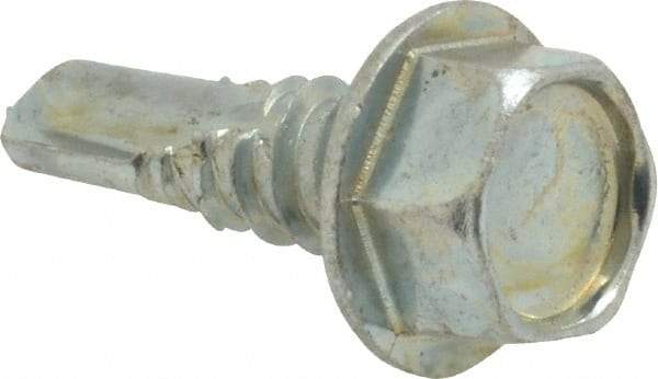 Value Collection - #14, Hex Washer Head, Hex Drive, 3/4" Length Under Head, #3 Point, Self Drilling Screw - Grade 2 Steel, Zinc-Plated Finish - Exact Industrial Supply