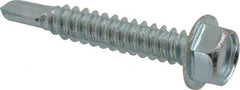 Value Collection - #14, Hex Washer Head, Hex Drive, 1-1/2" Length Under Head, #3 Point, Self Drilling Screw - Grade 2 Steel, Zinc-Plated Finish - Exact Industrial Supply