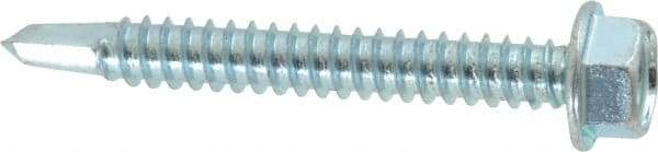 Value Collection - #14, Hex Washer Head, Hex Drive, 2" Length Under Head, #3 Point, Self Drilling Screw - Grade 2 Steel, Zinc-Plated Finish - Exact Industrial Supply