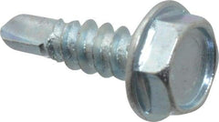 Value Collection - #10, Hex Washer Head, Hex Drive, 5/8" Length Under Head, #3 Point, Self Drilling Screw - Grade 2 Steel, Zinc-Plated Finish - Exact Industrial Supply