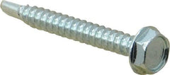 Value Collection - #10, Hex Washer Head, Hex Drive, 1-1/2" Length Under Head, #3 Point, Self Drilling Screw - Grade 2 Steel, Zinc-Plated Finish - Exact Industrial Supply