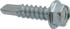 Value Collection - #12, Hex Washer Head, Hex Drive, 3/4" Length Under Head, #3 Point, Self Drilling Screw - Grade 2 Steel, Zinc-Plated Finish - Exact Industrial Supply