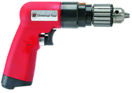 #UT8895 - 3/8" Non-Reversing - Air Powered Drill - Handle Exhaust - Exact Industrial Supply