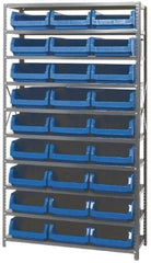 Quantum Storage - 4,275 Lb Capacity, 18" Deep x 42" Wide x 75" High, Steel Pick Rack - 27 Black Polyethylene Bins - Exact Industrial Supply