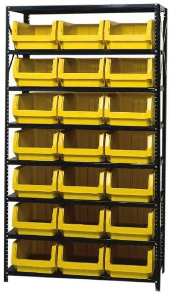 Quantum Storage - 3,325 Lb Capacity, 18" Deep x 42" Wide x 75" High, Steel Pick Rack - 21 Black Polyethylene Bins - Exact Industrial Supply