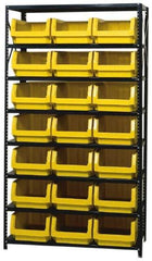 Quantum Storage - 3,325 Lb Capacity, 18" Deep x 42" Wide x 75" High, Steel Pick Rack - 21 Black Polyethylene Bins - Exact Industrial Supply