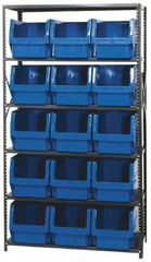 Quantum Storage - 2,375 Lb Capacity, 18" Deep x 42" Wide x 75" High, Steel Pick Rack - 15 Black Polyethylene Bins - Exact Industrial Supply