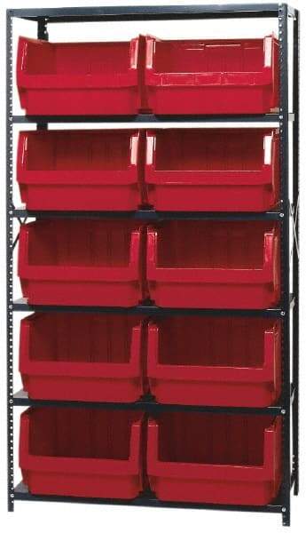 Quantum Storage - 2,375 Lb Capacity, 18" Deep x 42" Wide x 75" High, Steel Pick Rack - 10 Black Polyethylene Bins - Exact Industrial Supply