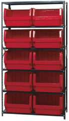 Quantum Storage - 2,375 Lb Capacity, 18" Deep x 42" Wide x 75" High, Steel Pick Rack - 10 Black Polyethylene Bins - Exact Industrial Supply