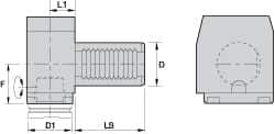 Kennametal - Right Hand Cut, KM50 Modular Connection, Adapter/Mount Lathe Modular Clamping Unit - 50.01mm Square Shank Diam, 5.433" OAL, Through Coolant, Series RCM-VDI Right Angle - Exact Industrial Supply