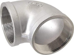Merit Brass - 3" Grade 304 Stainless Steel Pipe 90° Elbow - FNPT x FNPT End Connections, 150 psi - Exact Industrial Supply