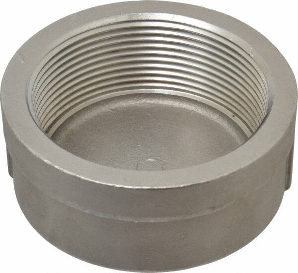Merit Brass - 3" Grade 304 Stainless Steel Pipe End Cap - FNPT End Connections, 150 psi - Exact Industrial Supply