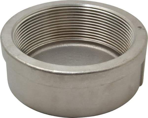 Merit Brass - 4" Grade 304 Stainless Steel Pipe End Cap - FNPT End Connections, 150 psi - Exact Industrial Supply