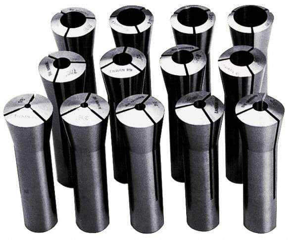 Interstate - 13 Piece, 1/8" to 7/8" Capacity, R8 Collet Set - 0.0007" TIR - Exact Industrial Supply