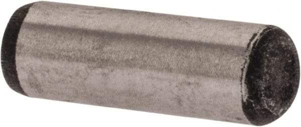 Value Collection - 1/8" Diam x 3/8" Pin Length Alloy Steel Oversized Dowel Pin - C 50-58 Hardness, 3,200 Lb Breaking Strength, 1 Beveled & 1 Rounded End - Exact Industrial Supply