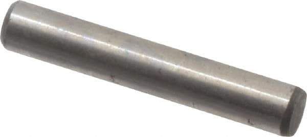 Value Collection - 1/8" Diam x 3/4" Pin Length Alloy Steel Oversized Dowel Pin - C 50-58 Hardness, 3,200 Lb Breaking Strength, 1 Beveled & 1 Rounded End - Exact Industrial Supply