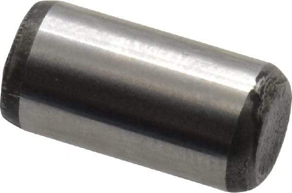 Value Collection - 1/4" Diam x 1/2" Pin Length Alloy Steel Oversized Dowel Pin - C 50-58 Hardness, 12,800 Lb Breaking Strength, 1 Beveled & 1 Rounded End - Exact Industrial Supply