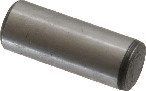 Value Collection - 3/8" Diam x 1" Pin Length Alloy Steel Oversized Dowel Pin - C 50-58 Hardness, 28,700 Lb Breaking Strength, 1 Beveled & 1 Rounded End - Exact Industrial Supply