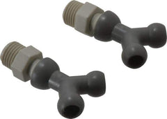 Cedarberg - 1/4" Hose Inside Diam, NPT Thread, Coolant Hose Y-Fitting - 1/4" Thread, Male to Male, for Use with Snap Together Hose System, 2 Pieces - Exact Industrial Supply