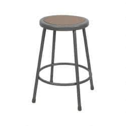 NPS - 24 Inch High, Stationary Fixed Height Stool - Hardboard Seat, Gray and Brown - Exact Industrial Supply