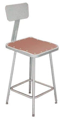 NPS - 18 to 26 Inch High, Stationary Adjustable Height Stool - Hardboard Seat, Gray - Exact Industrial Supply