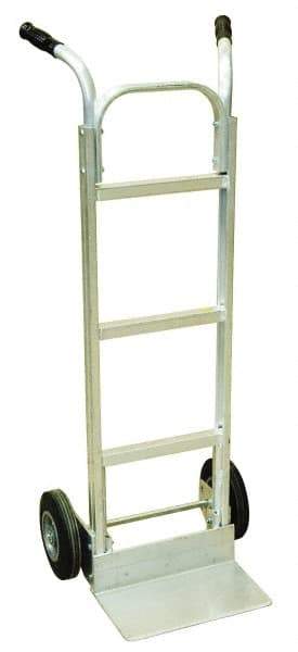 Harper Trucks - 600 Lb Capacity 49" OAH Hand Truck - High Back Dual Handle, Aluminum, Solid Rubber Wheels - Exact Industrial Supply