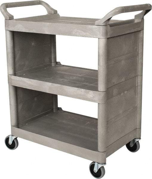 Rubbermaid - 300 Lb Capacity, 31" Wide x 18" Long x 37-1/2" High Service Cart - 3 Shelf, Plastic - Exact Industrial Supply