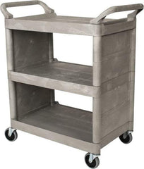 Rubbermaid - 300 Lb Capacity, 31" Wide x 18" Long x 37-1/2" High Service Cart - 3 Shelf, Plastic - Exact Industrial Supply
