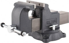 Wilton - 6" Jaw Width x 6" Jaw Opening Capacity, 3-1/2" Throat Depth, Bench & Pipe Combination Vise - 5/8 to 2-1/2" Pipe Capacity, Swivel Base, Bolt Down Attachment, Ductile Iron - Exact Industrial Supply