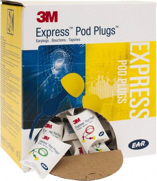 3M - Disposable, Corded, 25 dB Earplugs - Yellow, 100 Pairs - Exact Industrial Supply
