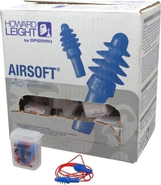 Howard Leight - Reusable, Corded, 27 dB, Flange Earplugs - Blue, 50 Pairs - Exact Industrial Supply