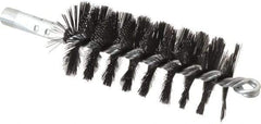 Schaefer Brush - 4-1/2" Brush Length, 2" Diam, Double Stem, Single Spiral Flue Brush - 7-1/2" Long, Tempered Steel Wire, 1/4" NPSM Male Connection - Exact Industrial Supply