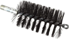 Schaefer Brush - 4-1/2" Brush Length, 2-3/4" Diam, Double Stem, Single Spiral Flue Brush - 7-1/2" Long, Tempered Steel Wire, 1/4" NPSM Male Connection - Exact Industrial Supply