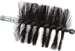 Schaefer Brush - 4-1/2" Brush Length, 4" Diam, Double Stem, Single Spiral Flue Brush - 7-1/2" Long, Tempered Steel Wire, 1/4" NPSM Male Connection - Exact Industrial Supply