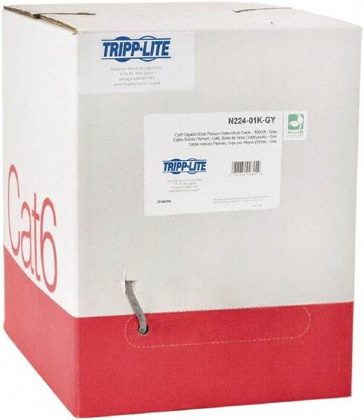 Tripp-Lite - Cat6, 24 AWG, 8 Wires, 550 MHz, Unshielded Network & Ethernet Cable - Gray, PVC, 1,000' OAL - Exact Industrial Supply
