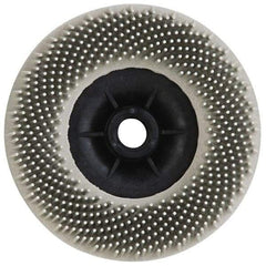 3M - 4-1/2" 120 Grit Ceramic Straight Disc Brush - Fine Grade, Threaded Hole Connector, 3/4" Trim Length, 5/8-11 Threaded Arbor Hole - Exact Industrial Supply