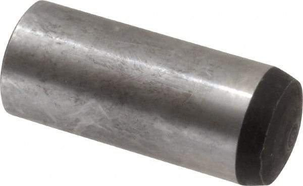 Value Collection - 16mm Diam x 40mm Pin Length Alloy Steel Standard Dowel Pin - C 58-62 Hardness, 94,900 Lb Breaking Strength, 1 Rounded End - Exact Industrial Supply