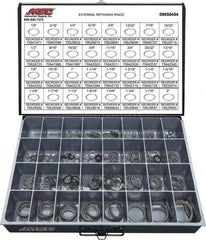 Value Collection - 665 Piece, 1/8 to 2", SpRing Assortment Steel, Snap External Retaining Ring Assortment - Includes Compartmented Case - Exact Industrial Supply