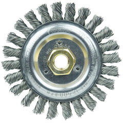 ‎Roughneck Jr. 5″ Filler Pass Weld Cleaning Brush, .023″ Steel Wire Fill, 5/8″-11 UNC Nut - Exact Industrial Supply
