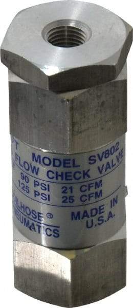 Coilhose Pneumatics - 1/4" Aluminum Check Valve - Inline, FPT x FPT - Exact Industrial Supply